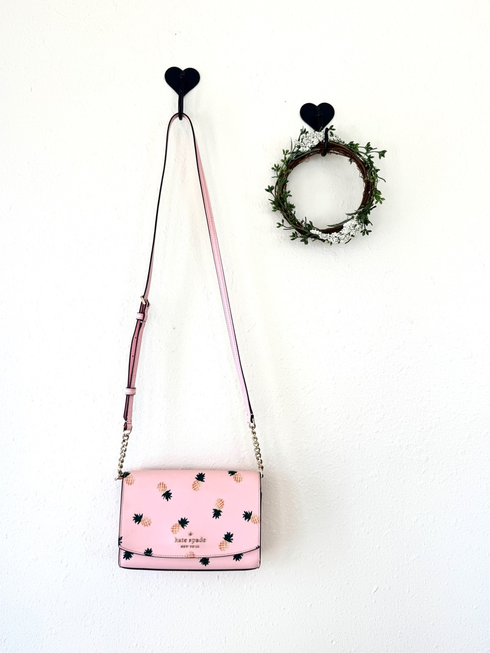 Kate Spade New York Staci Pineapple Crossbody Bag Pink Saffiano Leather